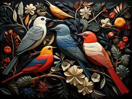 AI generated orphism texture birds different pattern Generative AI photo