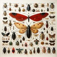 AI generated orphism texture of various insects pattern Generative AI photo