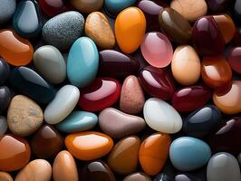 AI generated colorful round smooth pebbles stone pattern texture Generative AI photo