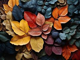 AI generated colorful leaves texture Generative AI photo