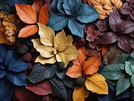 AI generated colorful leaves texture Generative AI photo