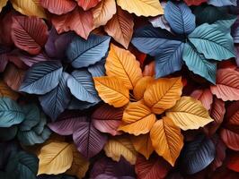 AI generated colorful leaves texture Generative AI photo