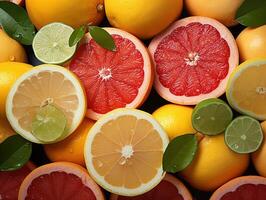 AI generated Assorted sliced citrus fruits texture pattern Generative AI photo