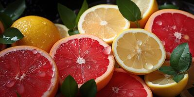 AI generated Assorted sliced citrus fruits texture pattern Generative AI photo