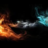 AI generated colorful smoke on a black background Generative AI photo