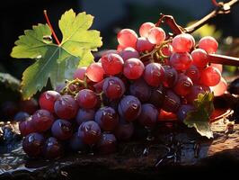 ai generado rosado uvas en el ramas generativo ai foto