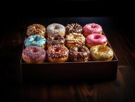 AI generated delicious donuts with caramel berries Generative AI photo