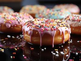 AI generated delicious donuts with caramel berries Generative AI photo