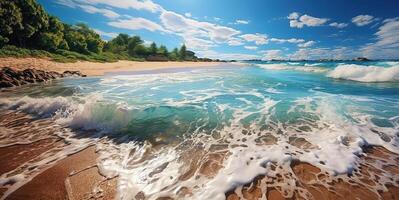 AI generated Sea foam on the shore Generative AI photo