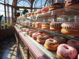 AI generated delicious donuts with caramel berries Generative AI photo