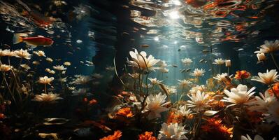 ai generado hermosa flores debajo el agua generativo ai generativo ai foto
