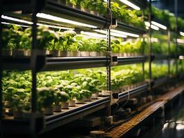 AI generated growing vegetables hydroponically Generative AI photo