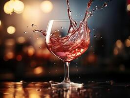 AI generated splashes of wine in glasses Generative AI photo