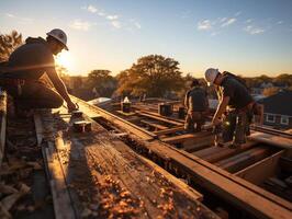 ai generado constructores edificio un techo generativo ai foto