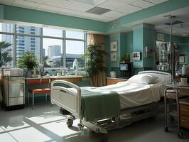 AI generated interior of the chambers of a modern hospital Generative AI photo