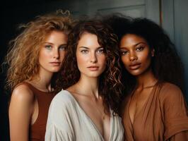 AI generated group portrait of beautiful women Generative AI photo