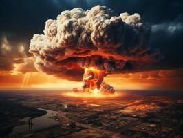 AI generated nuclear explosion atomic mushroom Generative AI photo