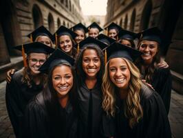 AI generated group photo of happy graduates Generative AI