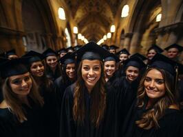 AI generated group photo of happy graduates Generative AI