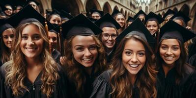 AI generated group photo of happy graduates Generative AI