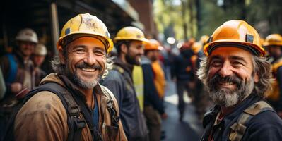 AI generated construction helmet smiling Generative AI photo