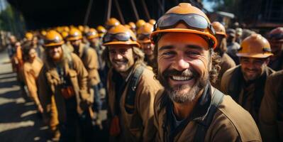 ai generado construcción casco sonriente generativo ai foto