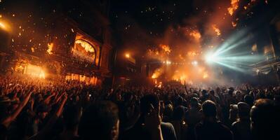 ai generado multitud de personas a un música concierto generativo ai foto