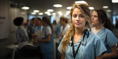 AI generated portrait of a nurse in a hospital Generative AI photo