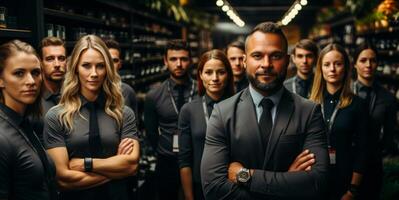 ai generado equipo de empresarios en el oficina en formal trajes generativo ai foto