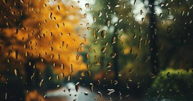 ai generado ventana con gotas de lluvia generativo ai foto