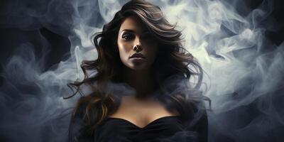 AI generated portrait of a girl in smoke Generative AI photo