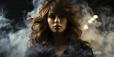 AI generated portrait of a girl in smoke Generative AI photo