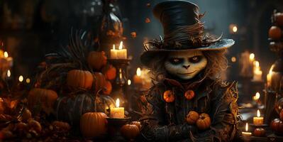 AI generated gloomy halloween card Generative AI photo