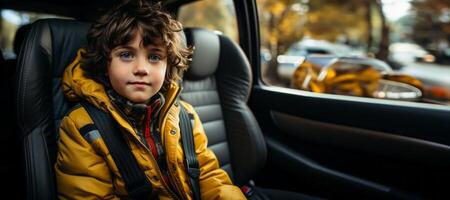 ai generado niño en un niño la seguridad asiento generativo ai foto