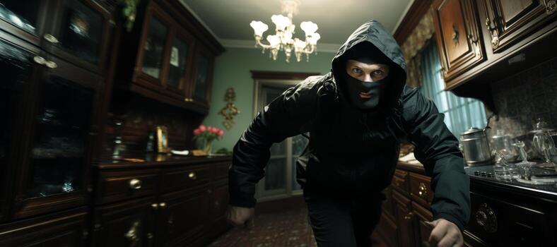 AI generated a thief robs a house Generative AI photo