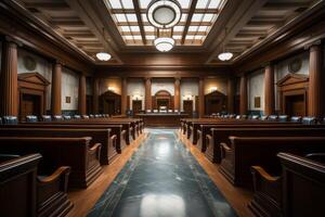 AI generated beautiful empty courtroom Generative AI photo