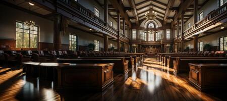 AI generated beautiful empty courtroom Generative AI photo