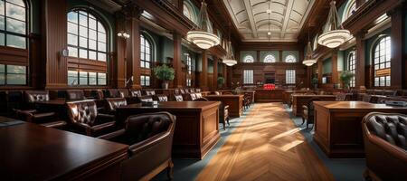 AI generated beautiful empty courtroom Generative AI photo