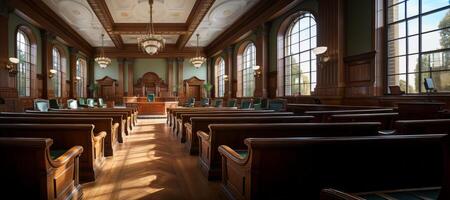 AI generated beautiful empty courtroom Generative AI photo