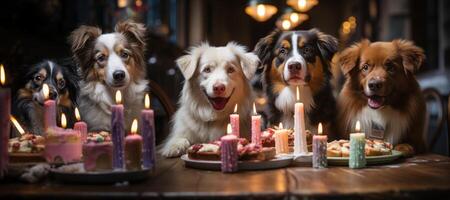 ai generado perros contento cumpleaños generativo ai foto