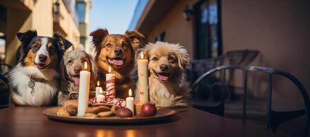 ai generado perros contento cumpleaños generativo ai foto