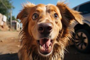 AI generated dog's surprised face Generative AI photo