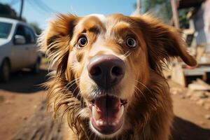 AI generated dog's surprised face Generative AI photo