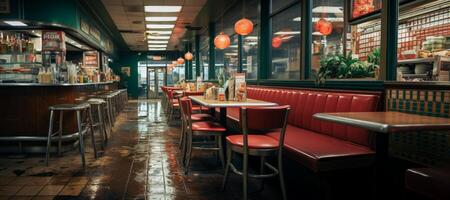 AI generated American retro cafe interior Generative AI photo