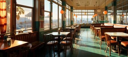 AI generated American retro cafe interior Generative AI photo