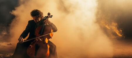 AI generated a man plays the cello passionately Generative AI photo