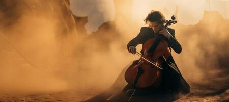 AI generated a man plays the cello passionately Generative AI photo