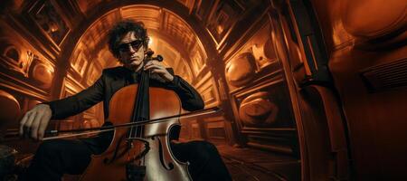 AI generated a man plays the cello passionately Generative AI photo