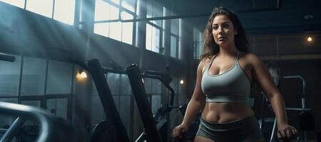 AI generated plus size woman in the gym Generative AI photo