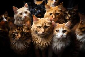 ai generado grupo retrato de gatos generativo ai foto